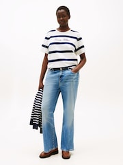 Tommy Hilfiger White Curve Logo Embroidery Crew Neck T-Shirt - Image 3 of 5