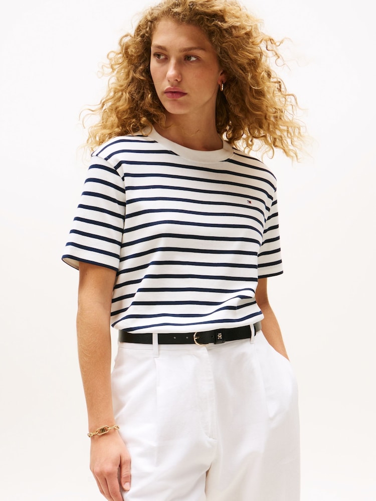 Tommy Hilfiger White Crew Neck Relaxed T-Shirt - Image 1 of 5