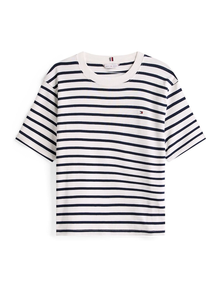 Tommy Hilfiger White Crew Neck Relaxed T-Shirt - Image 5 of 5