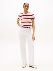 Tommy Hilfiger Red Cap Sleeve Slim Crew Neck T-Shirt - Image 3 of 5