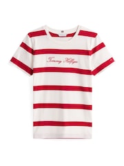 Tommy Hilfiger Red Cap Sleeve Slim Crew Neck T-Shirt - Image 5 of 5