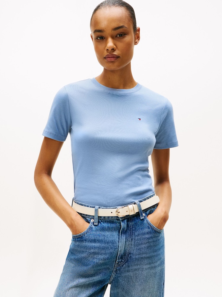 Tommy Hilfiger Blue Slim Crew Neck T-Shirt - Image 1 of 6 Tommy Hilfiger Blue Slim Crew Neck T-Shirt - Image 1 of 6