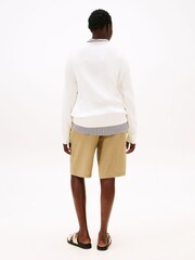 Tommy Hilfiger White Curve Fine Cable Knit Jumper - Image 2 of 5