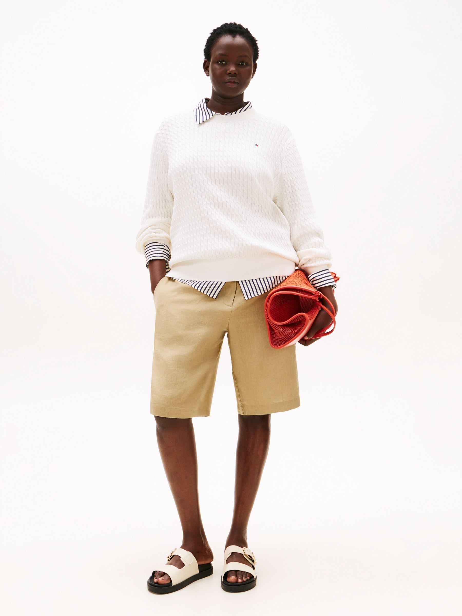 Buy Tommy Hilfiger White Curve Fine Cable Knit Jumper from Next