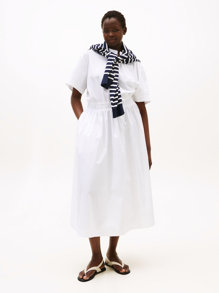 Tommy Hilfiger White Curve Smock Relaxed Midi Dress - Image 1 of 5