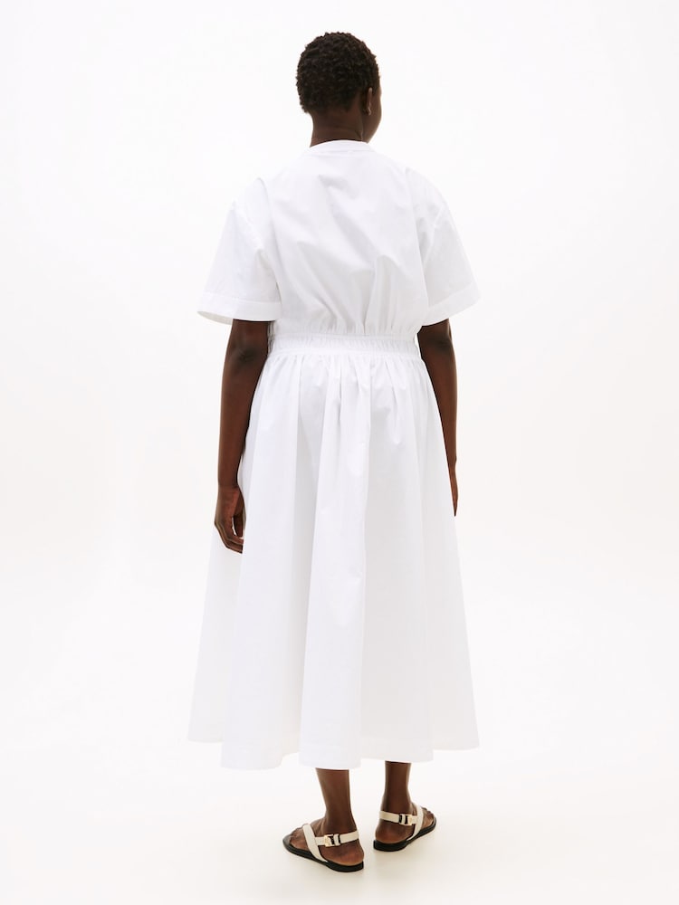 Tommy Hilfiger White Curve Smock Relaxed Midi Dress - Image 2 of 5