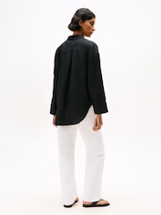 Tommy Hilfiger Black Oversized Fit Linen Shirt - Image 2 of 5