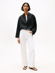Tommy Hilfiger Black Oversized Fit Linen Shirt - Image 3 of 5
