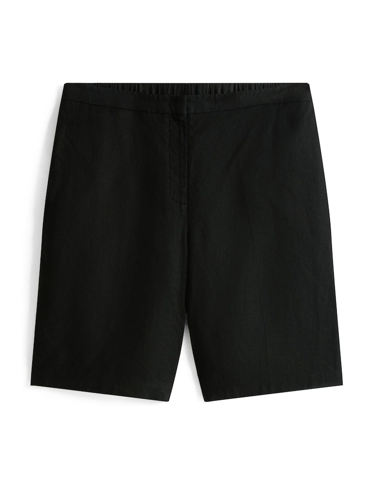 Tommy Hilfiger Black Curve Linen Blend Slim Tailored Shorts - Image 5 of 5