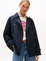 Tommy Hilfiger Blue Water Repellent Short Trench Coat - Image 1 of 6