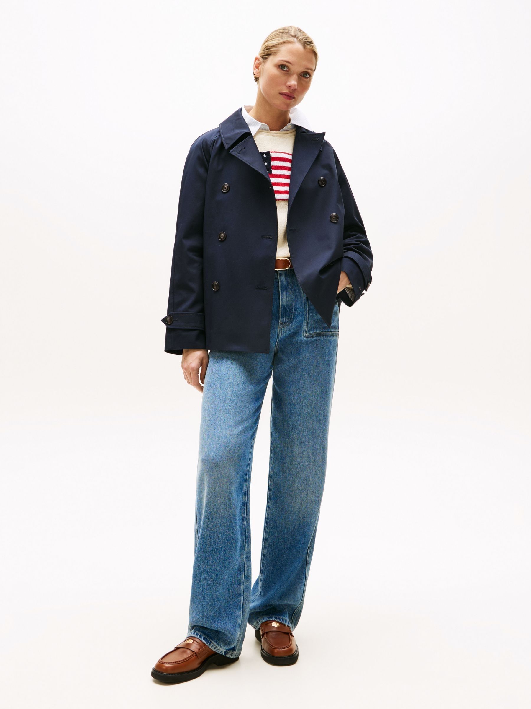 Buy Tommy Hilfiger Blue Water Repellent Short Trench Coat from