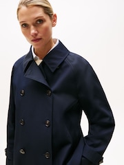 Tommy Hilfiger Blue Water Repellent Short Trench Coat - Image 5 of 6