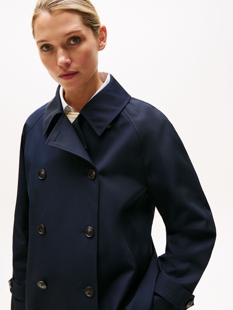 Tommy Hilfiger Blue Water Repellent Short Trench Coat - Image 5 of 6