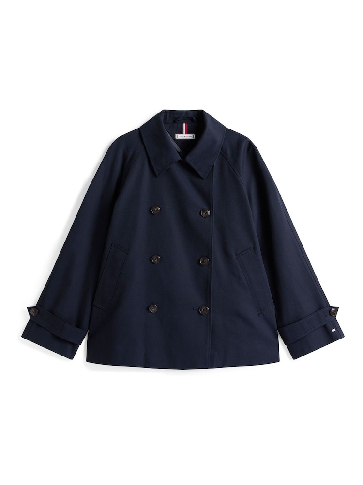 Tommy Hilfiger Blue Water Repellent Short Trench Coat - Image 6 of 6