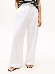Tommy Hilfiger White Wide Leg Trousers With Linen - Image 1 of 5