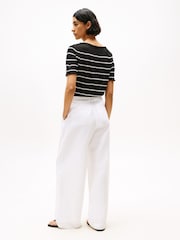 Tommy Hilfiger White Wide Leg Trousers With Linen - Image 2 of 5