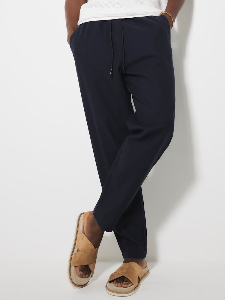 River Island Blue 100% Cotton Pull on Trousers - Image 2 of 5 River Island Blue 100% Cotton Pull on Trousers - Image 2 of 5