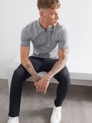River Island Grey Twist Muscle Fit Polo Shirt - Image 2 of 4