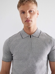 River Island Grey Twist Muscle Fit Polo Shirt - Image 3 of 4