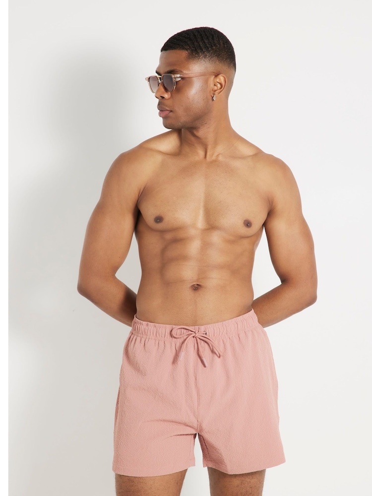River Island Pink Seersucker Swim Shorts - Image 4 of 6