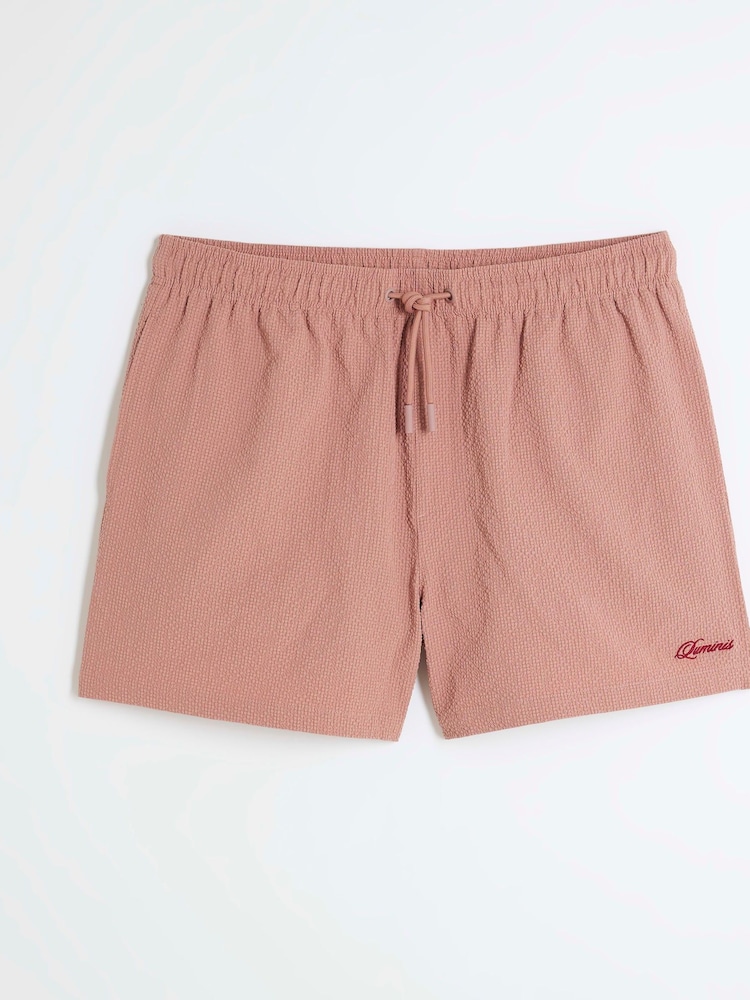 River Island Pink Seersucker Swim Shorts - Image 6 of 6 River Island Pink Seersucker Swim Shorts - Image 6 of 6