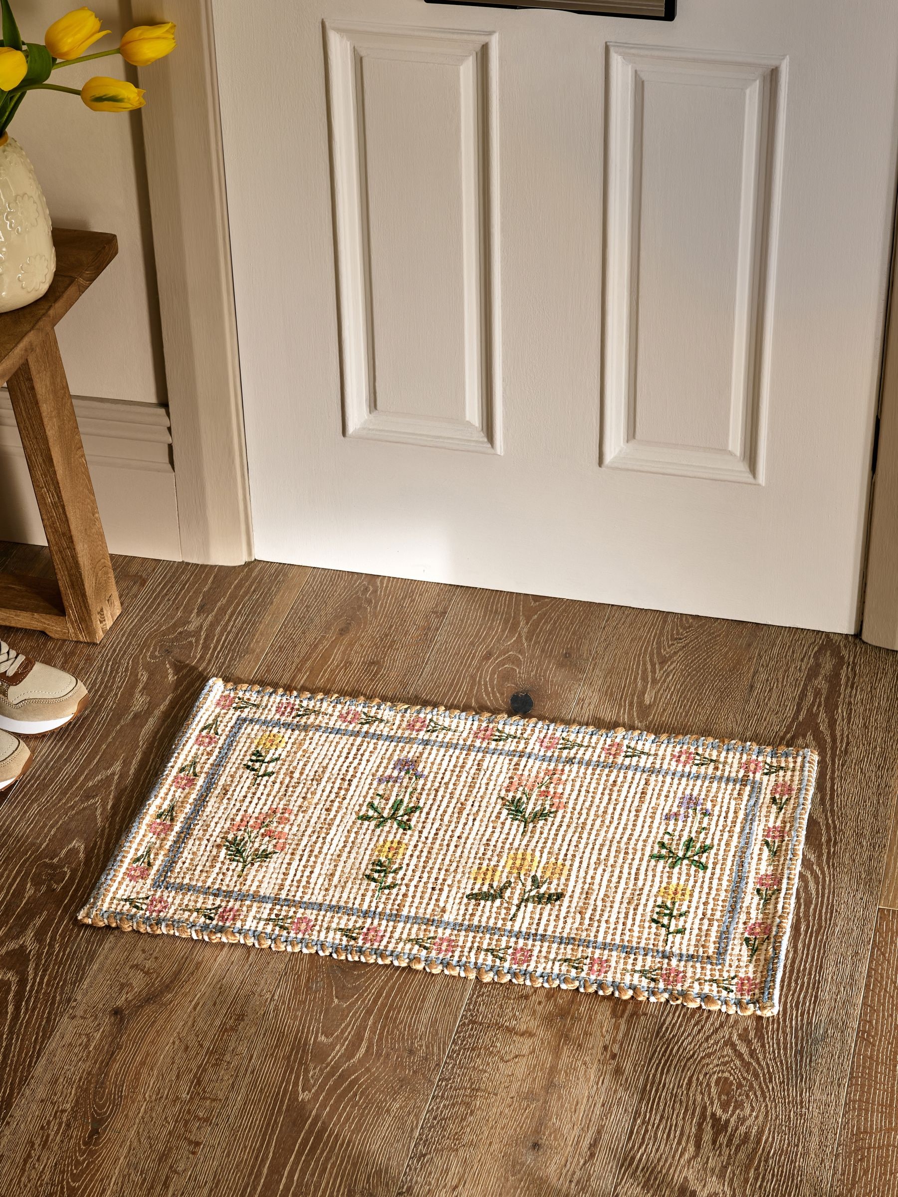 Natural MAISIE Floral Border Jute Doormat