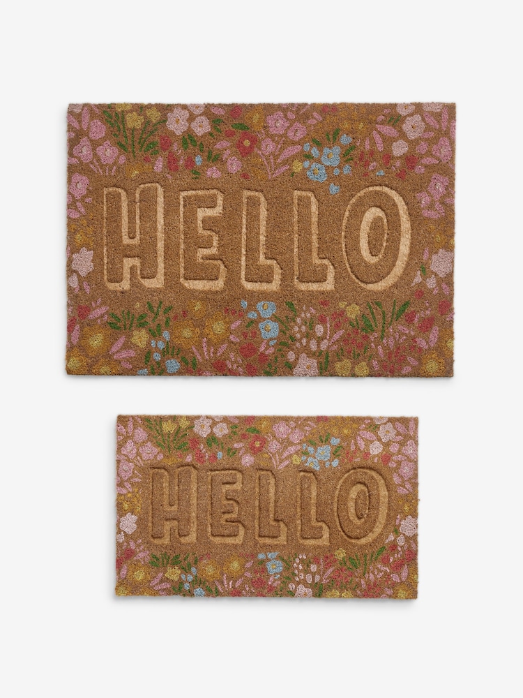 Multi Embossed Floral Coir Doormat - Image 4 of 4 Multi Embossed Floral Coir Doormat - Image 4 of 4