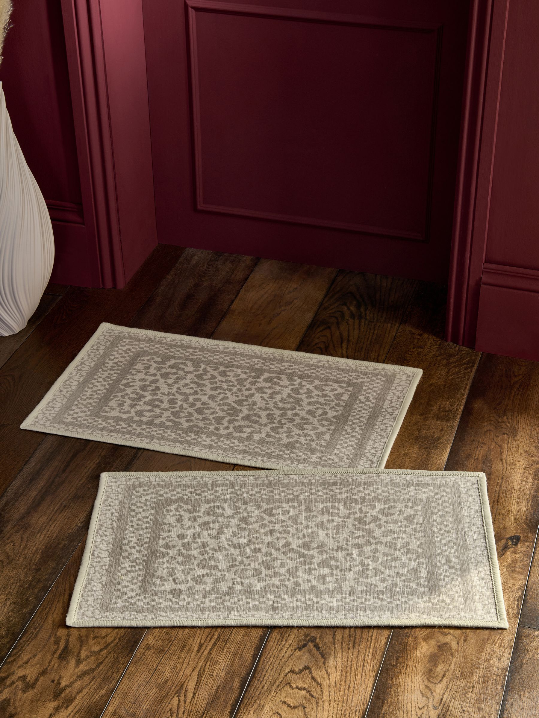 Set of 2 Natural Washable Leopard Print Doormat