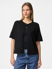 PIECES Black Short Sleeve Round Neck Knitted Cardigan - Image 1 of 4