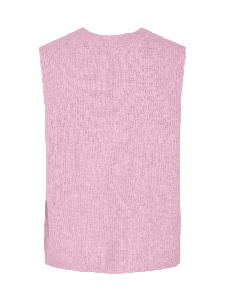 PIECES Pink Tie Front Sleeveless Knitted Vest - Image 2 of 2