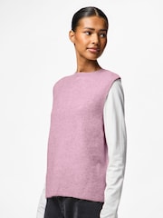 PIECES Pink Tie Front Bow Knitted Sleeveless Vest - Image 4 of 7