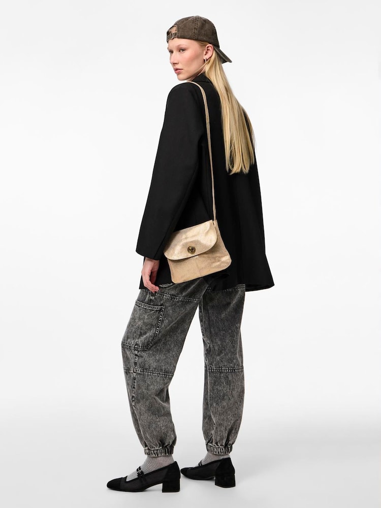 PIECES Gold Leather Cross-Body Bag - Image 1 of 5