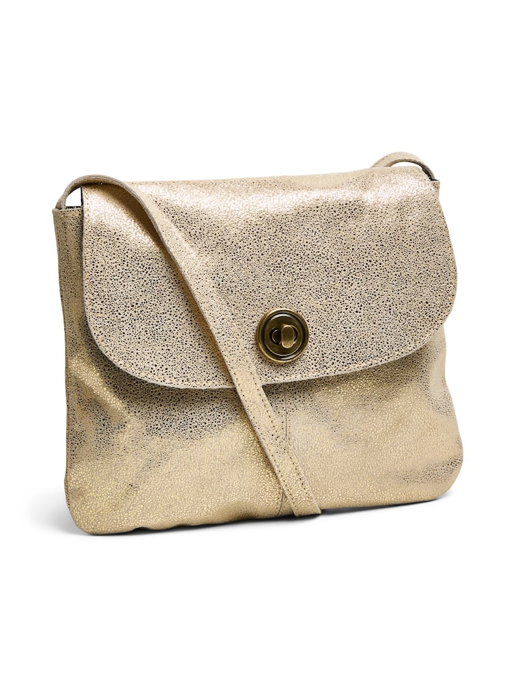 PIECES Gold Leather Cross-Body Bag - Image 2 of 5