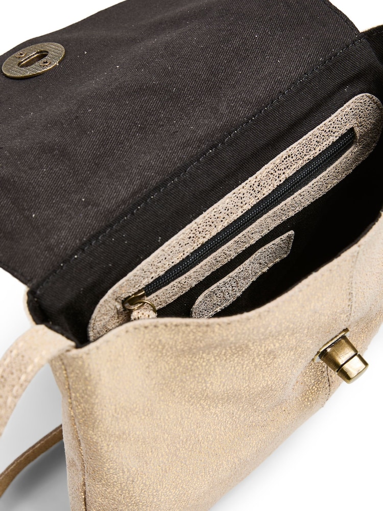 PIECES Gold Leather Cross-Body Bag - Image 5 of 5
