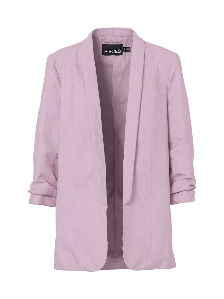 PIECES Pink Relaxed Ruched Sleeve Blazer - Image 1 of 2
