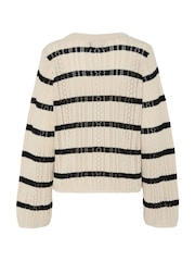 PIECES Cream Long Sleeve Round Neck Crochet Top - Image 2 of 2