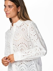 PIECES White Long Sleeve Broderie Shirt - Image 2 of 3