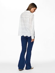 PIECES White Long Sleeve Broderie Shirt - Image 3 of 3