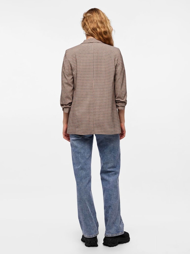 PIECES Natural Relaxed Ruched Sleeve Blazer - Image 2 of 4