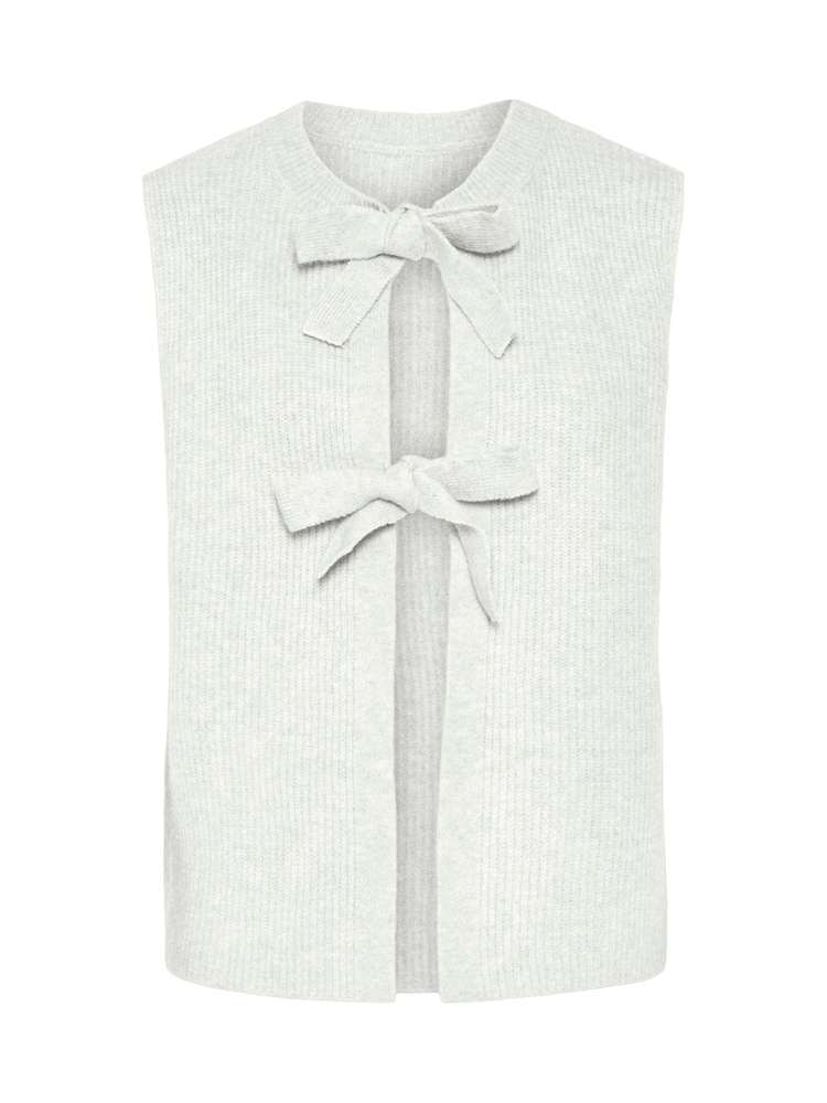 PIECES White Tie Front Sleeveless Knitted Vest - Image 1 of 2