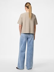 PIECES Natural Short Sleeve Round Neck Knitted Cardigan - Image 2 of 3