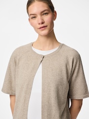 PIECES Natural Short Sleeve Round Neck Knitted Cardigan - Image 3 of 3