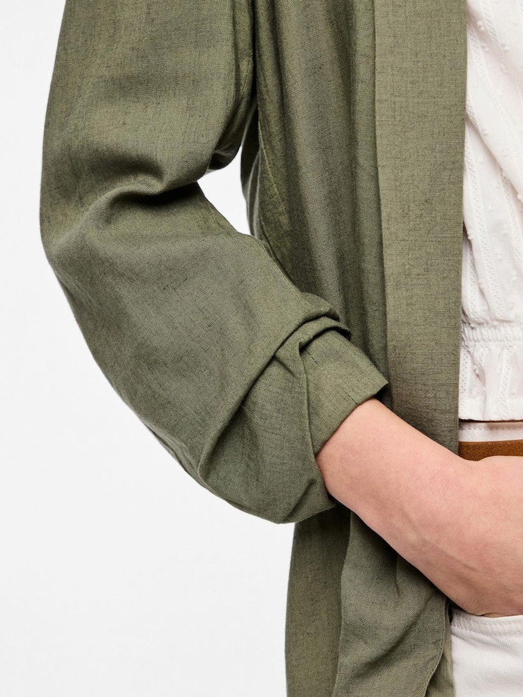 PIECES Green Relaxed Ruched Sleeve Blazer - Image 2 of 4