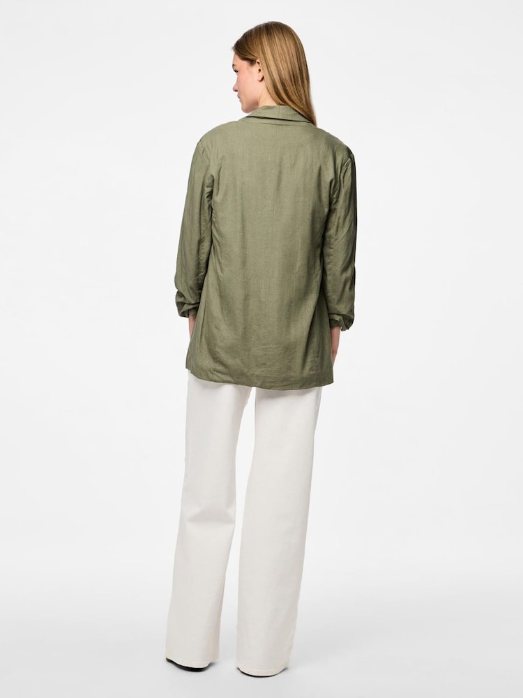 PIECES Green Relaxed Ruched Sleeve Blazer - Image 4 of 4 PIECES Green Relaxed Ruched Sleeve Blazer - Image 4 of 4