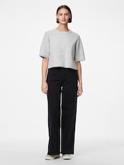 PIECES Grey Short Sleeve Round Neck Knitted Top - Image 3 of 4