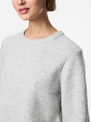 PIECES Grey Short Sleeve Round Neck Knitted Top - Image 4 of 4
