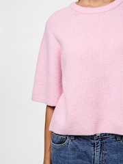 PIECES Pink Short Sleeve Round Neck Knitted Top - Image 3 of 3