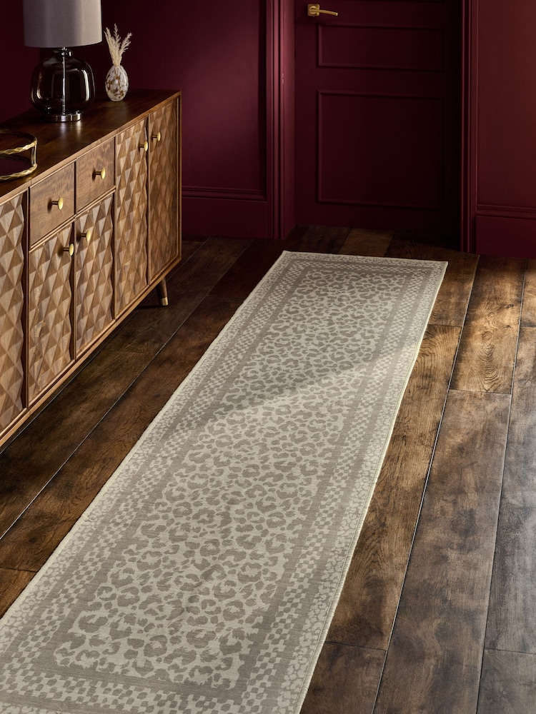 Natural Washable Leopard Print Runner - Image 1 of 6