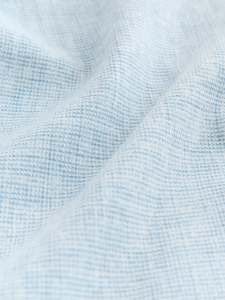 Light Blue Standard Collar Cotton Linen Blend Long Sleeve Shirt - Image 9 of 9