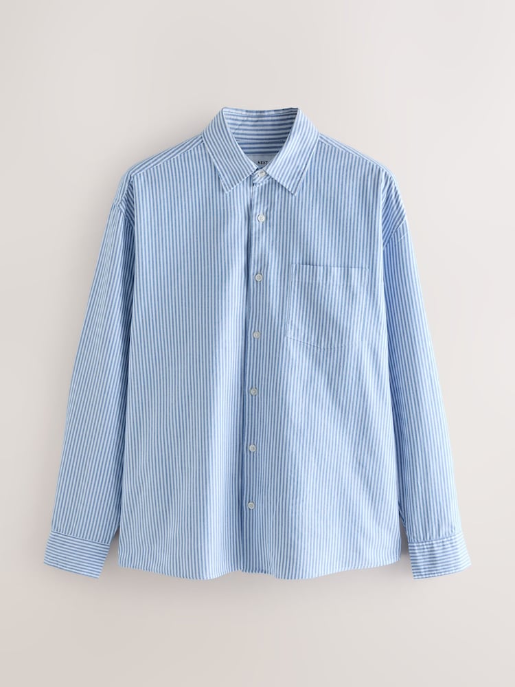 Blue Stripe Oxford Long Sleeve Shirt - Image 1 of 4 Blue Stripe Oxford Long Sleeve Shirt - Image 1 of 4